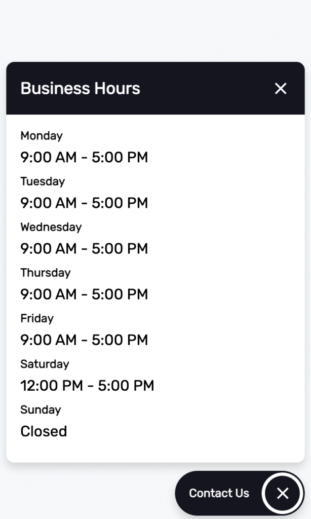 Business Hours Widget